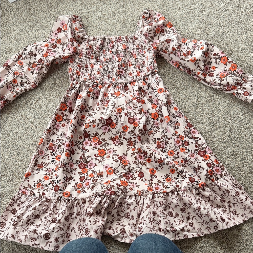 Floral Long Sleeve Kids Dress